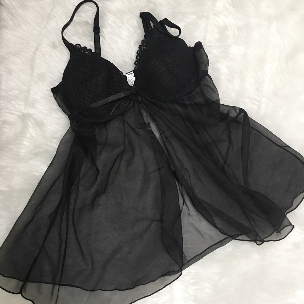 Black Sheer Babydoll The Escante Collection Size M